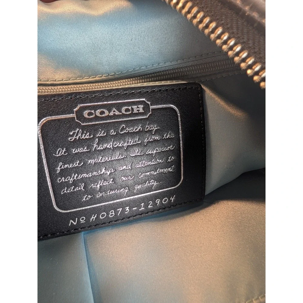 Coach 12904 Black Signature C Lurex Studded Tote Shoulder Bag Leather Trim Purse